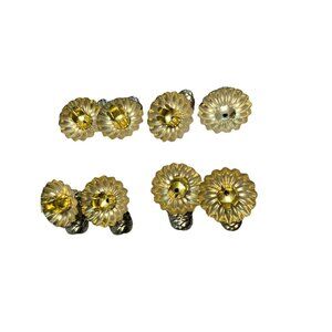 Vintage 8 Christmas Tree Gold Metal Tin Pinecone Clip Holders Chime Candle